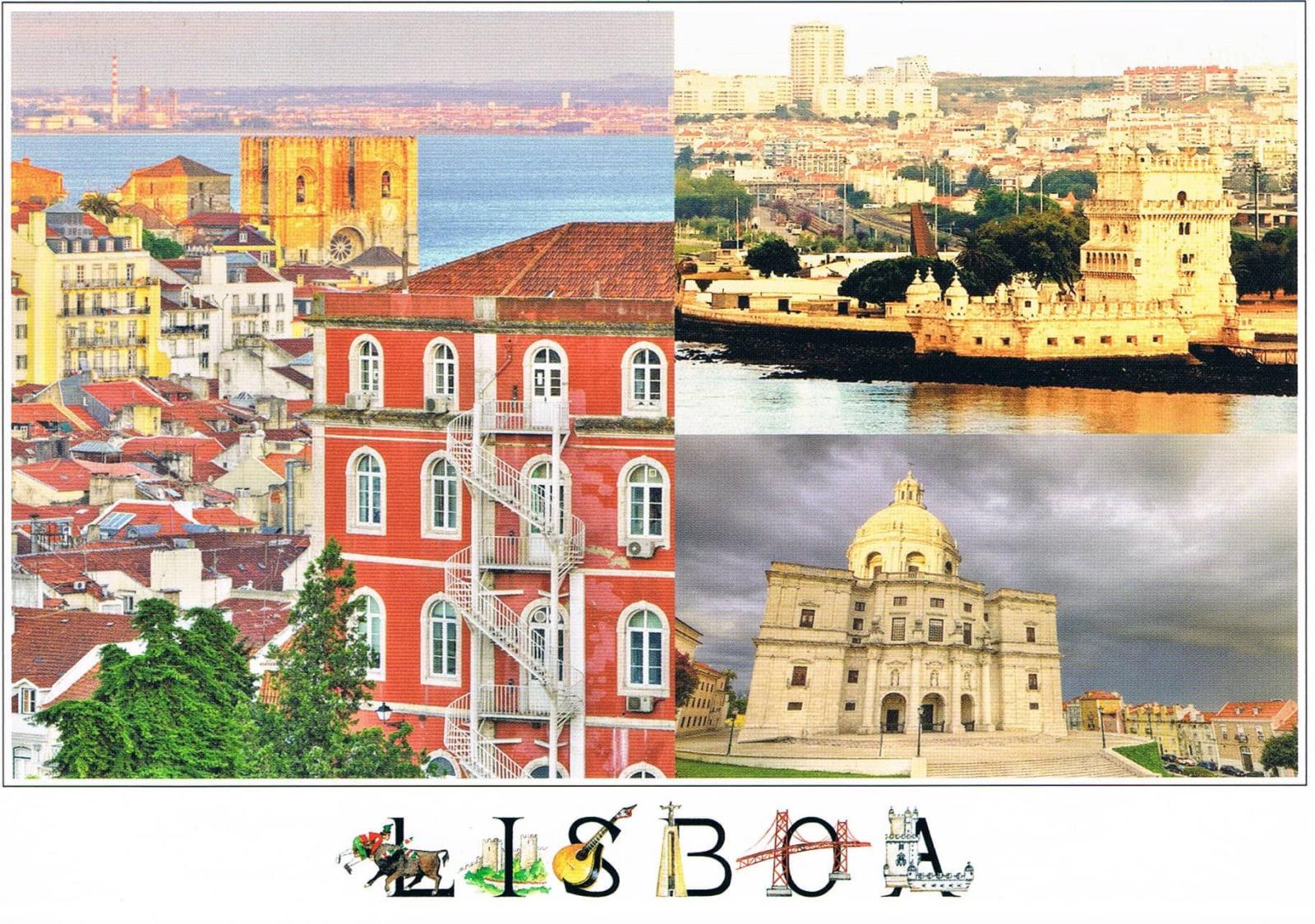 Lisbon Architecture and Riverside Four-View Premium Postcard