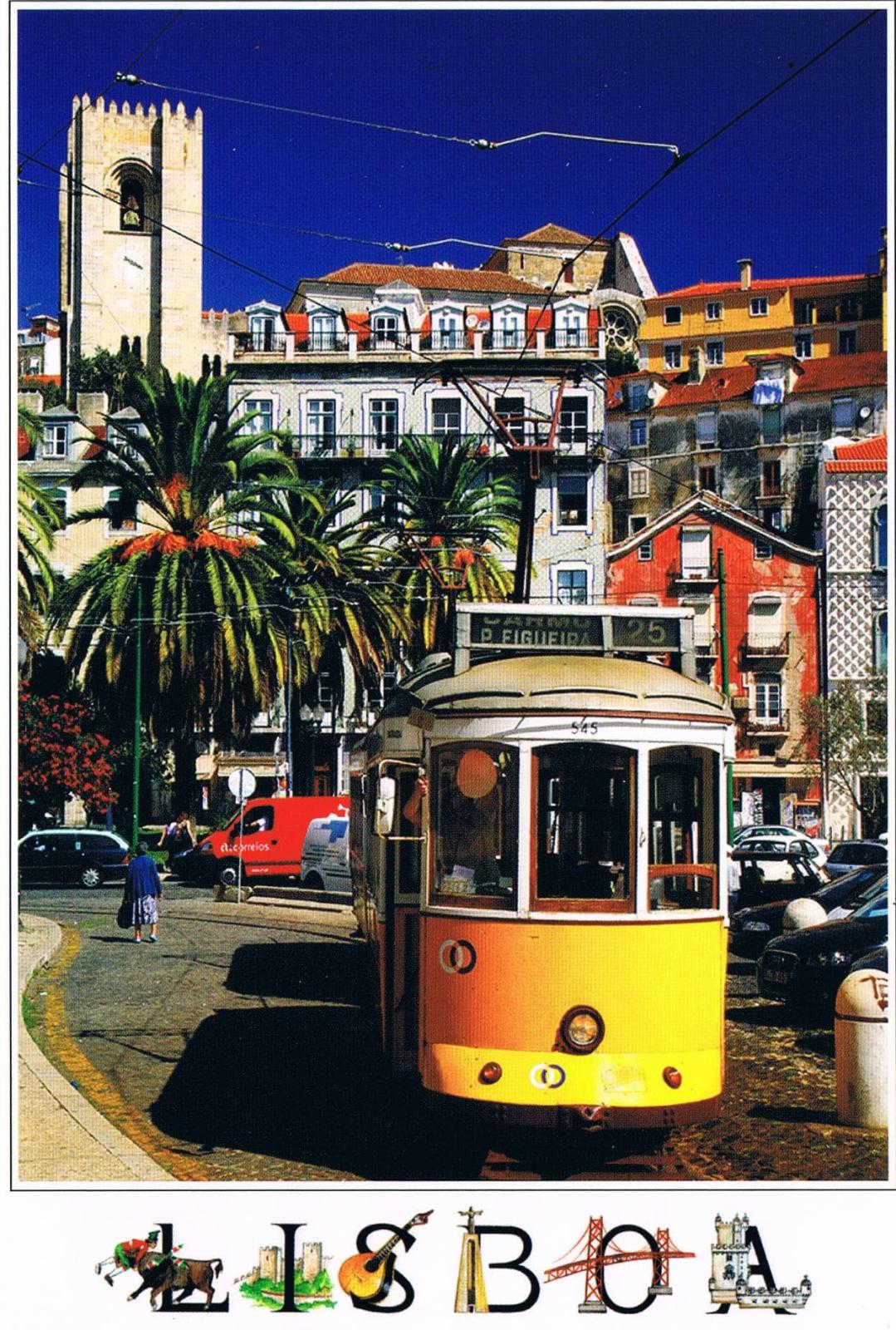 Lisbon Vintage Tram at Historic Square Premium Postcard