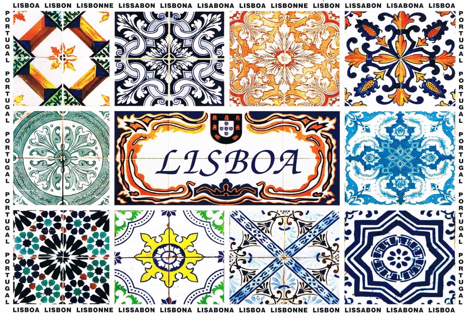 Lisbon Traditional Azulejo Pattern Mosaic Premium Postcard