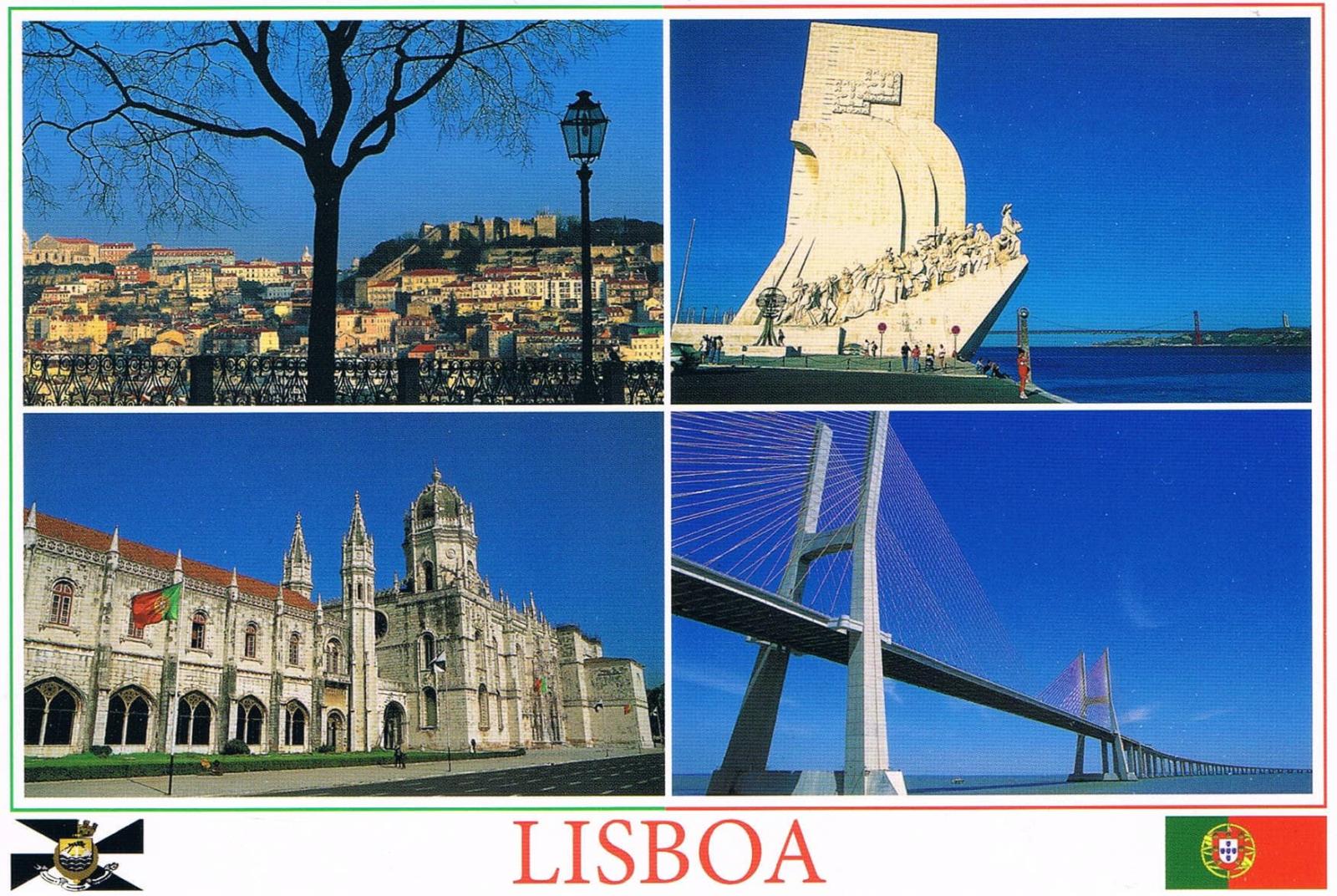 Lisbon Landmarks Four-View Premium Postcard