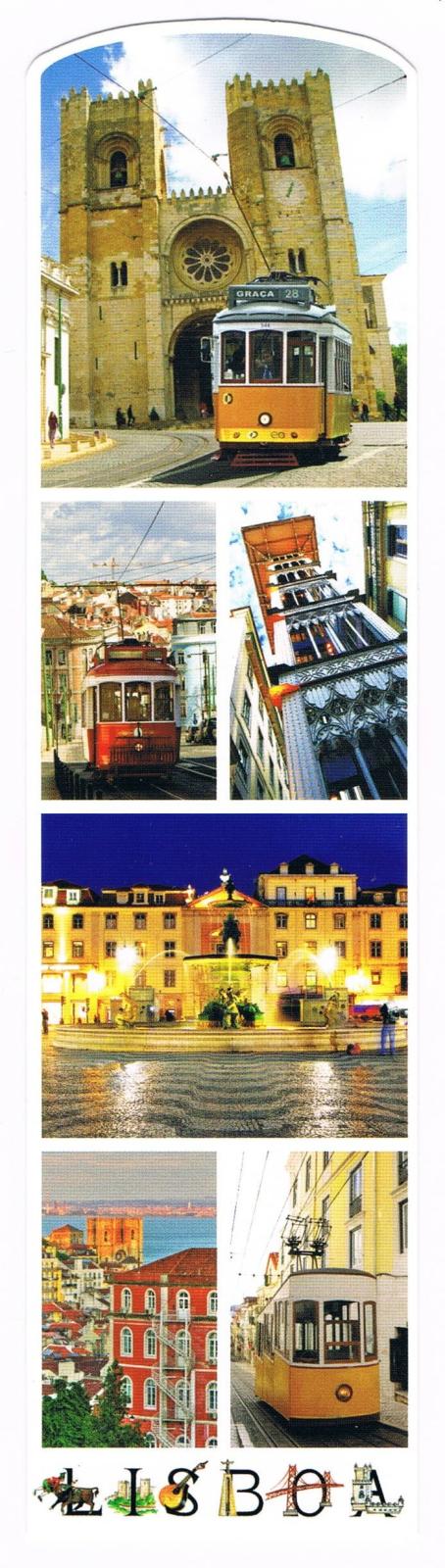 Lisbon Cathedral and Historic Trams Photo Collage Premium Paper Bookmark