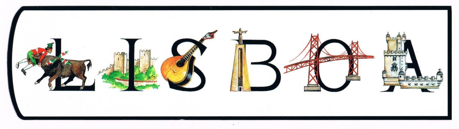 Illustrated Lisboa Lettering and Landmarks Premium Paper Bookmark