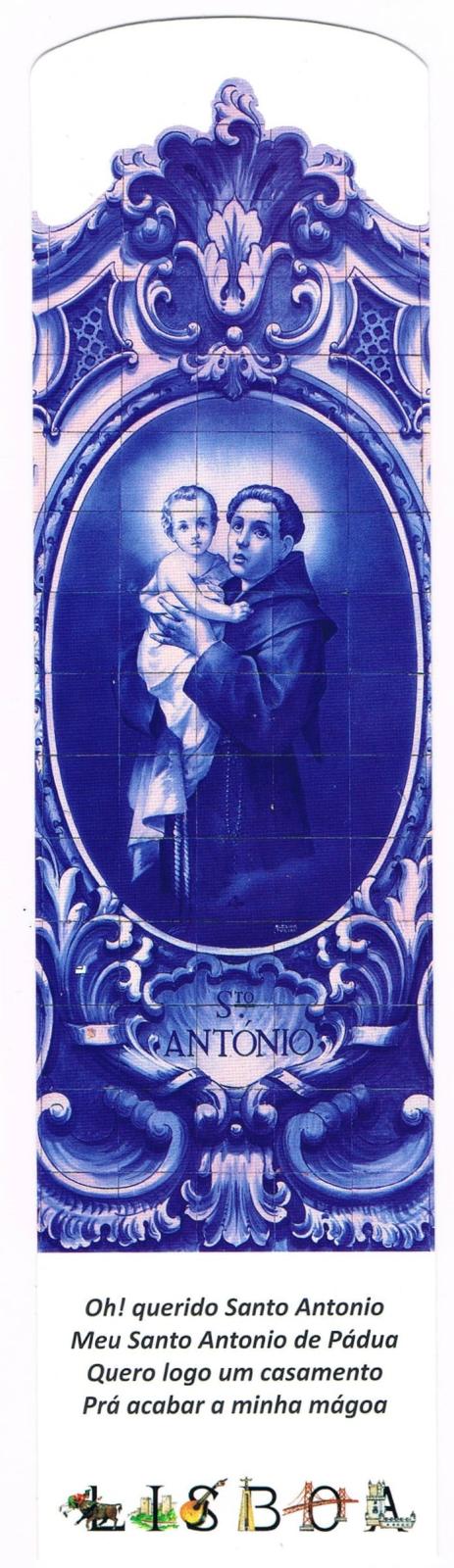 Saint Anthony with Child Blue Azulejo Premium Paper Bookmark
