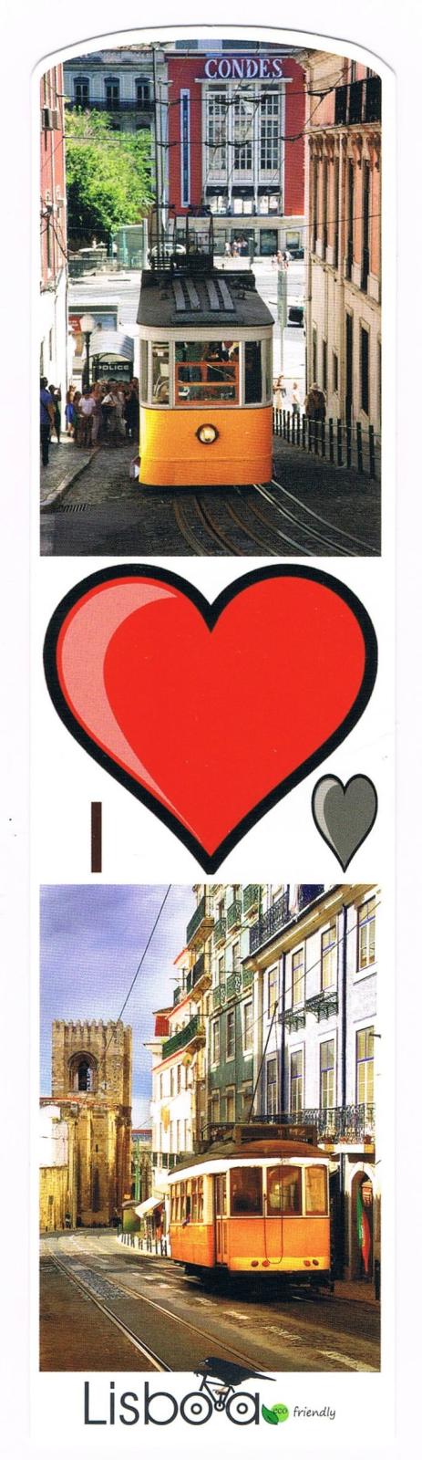 I Love Lisboa Heart and Yellow Trams Premium Paper Bookmark