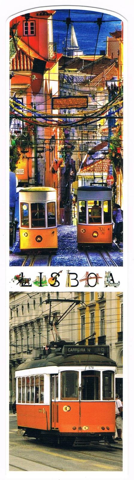 Two Lisbon Trams and Historic Streets Premium Paper Bookmark