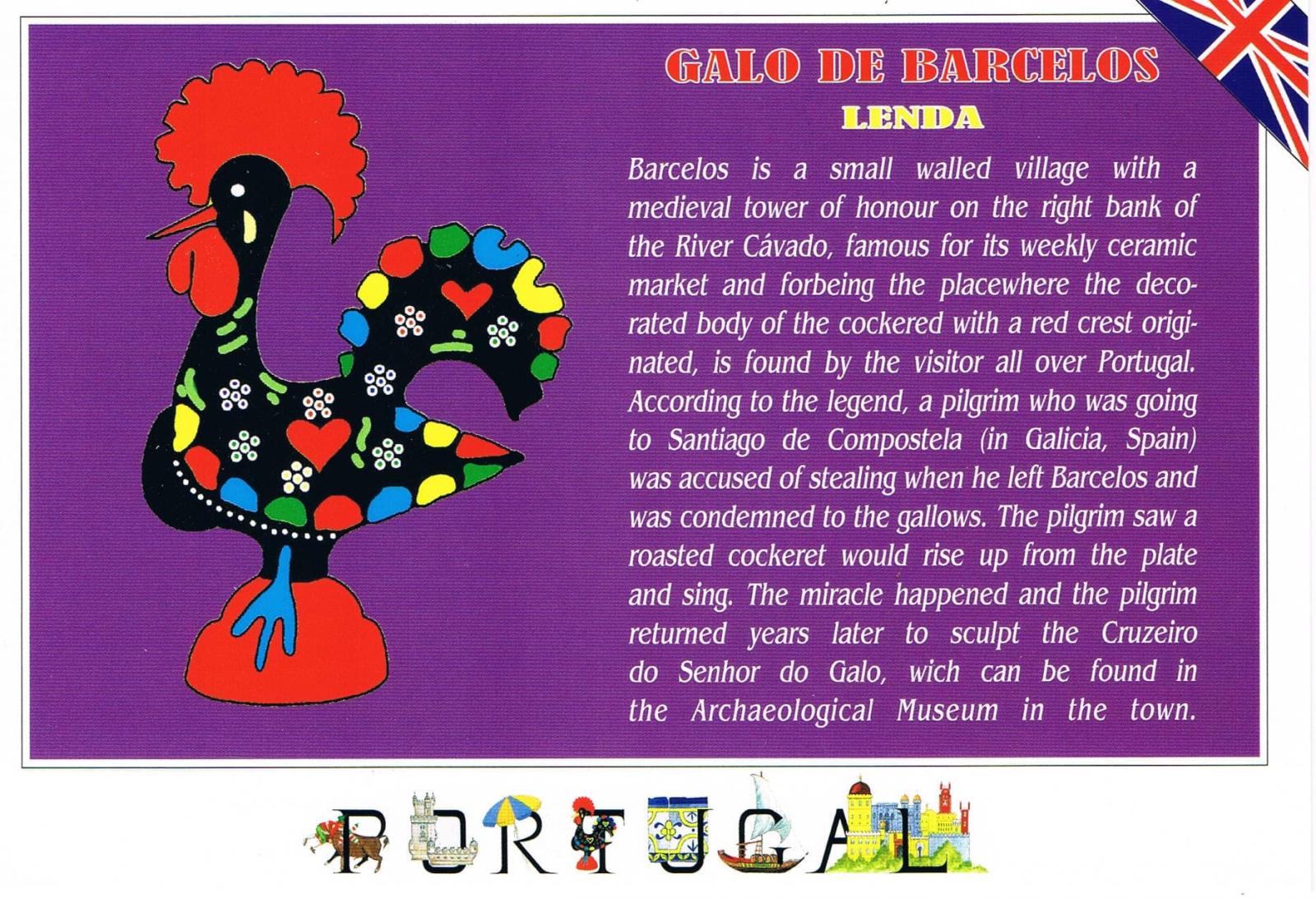 Barcelos Rooster Legend in English Premium Postcard
