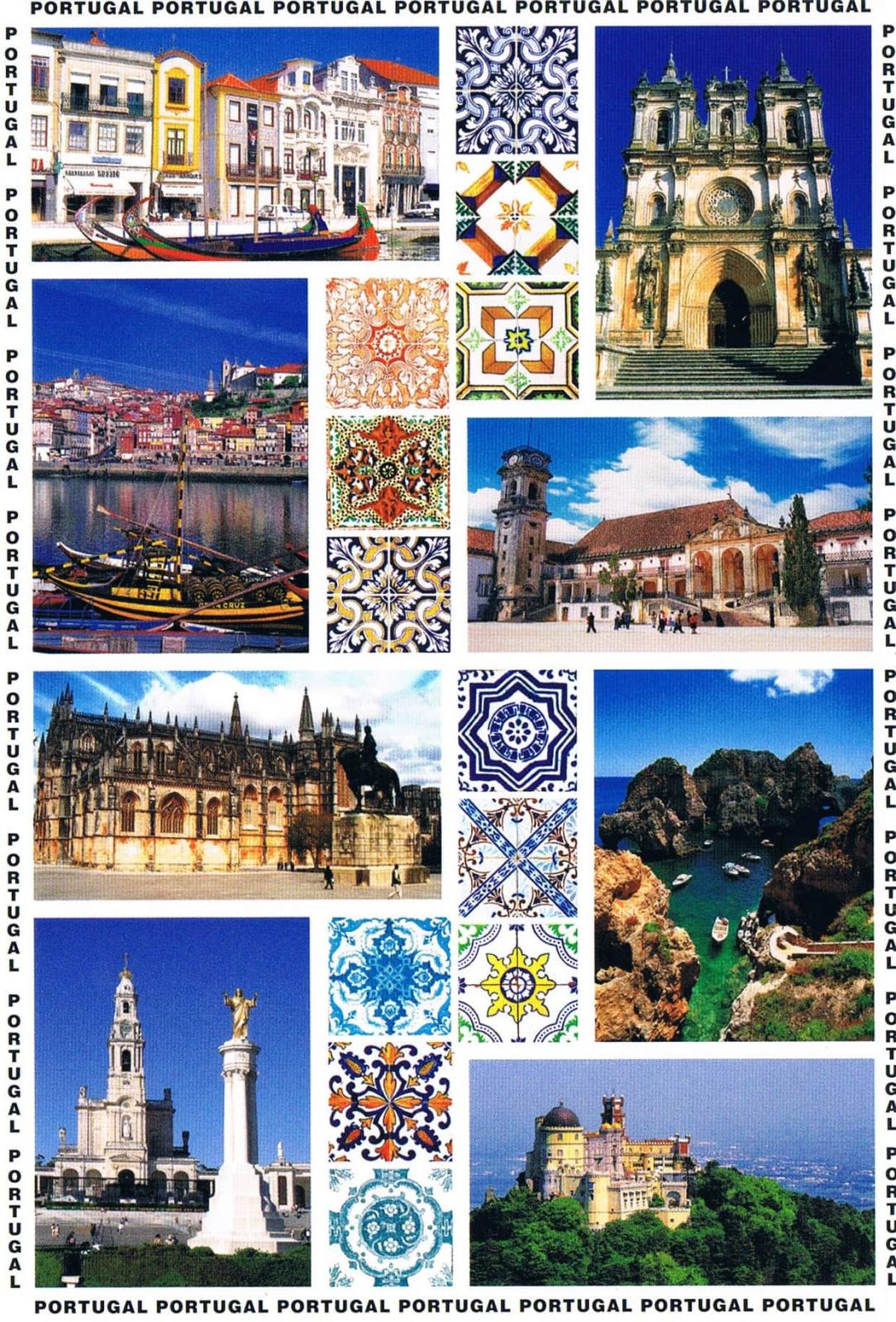 Portugal Landmarks Coastal Views and Azulejos Collage Premium Postcard