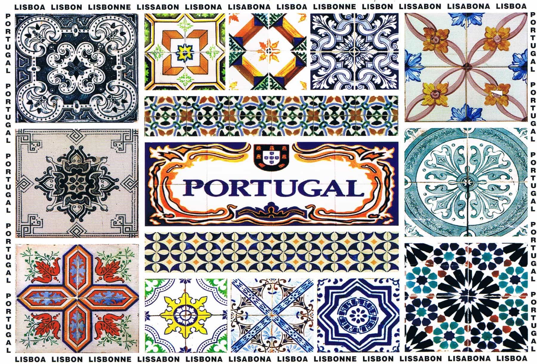 Portugal Traditional Geometric Azulejo Mosaic Premium Postcard