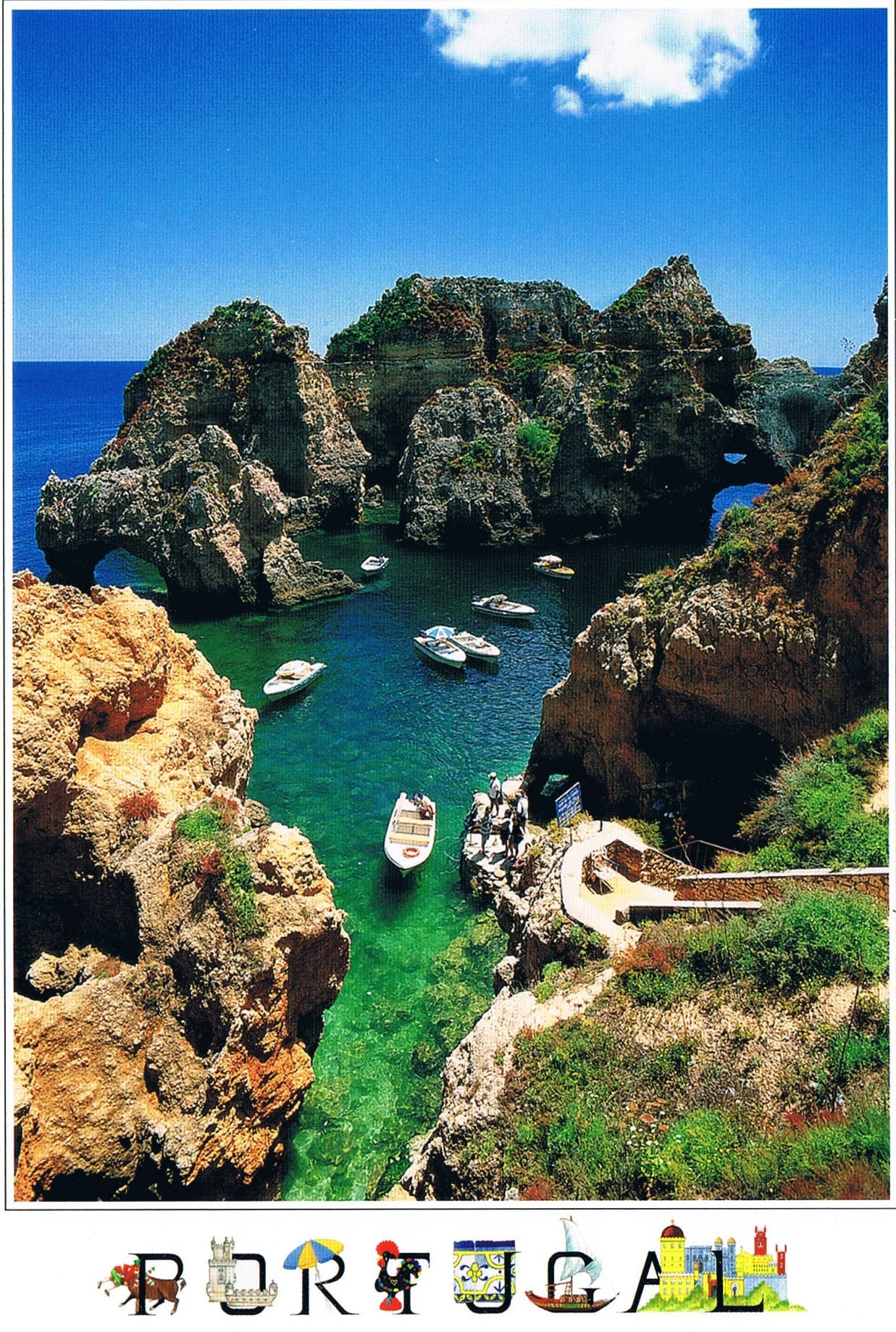 Ponta da Piedade Algarve Cliffs and Boats Premium Postcard