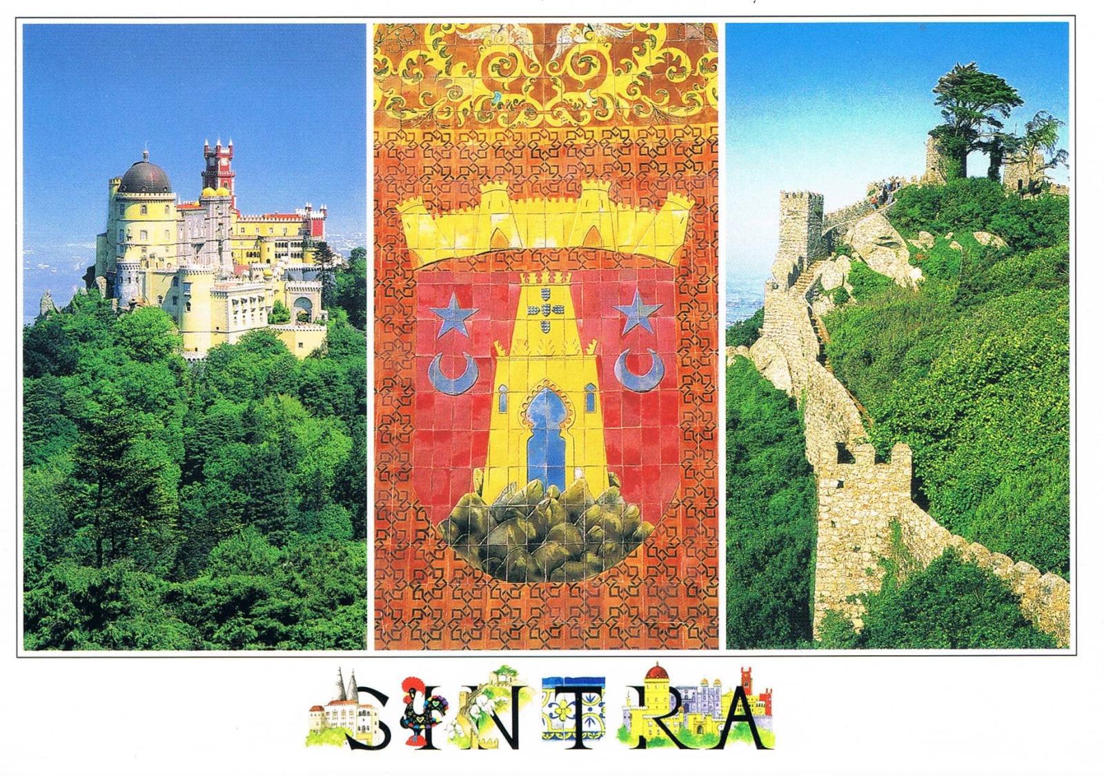 Pena Palace and Moorish Castle Sintra Triptych Premium Postcard