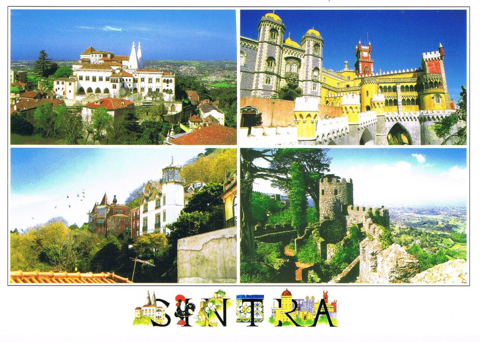 Sintra Palaces and Moorish Castle Four-View Premium Postcard
