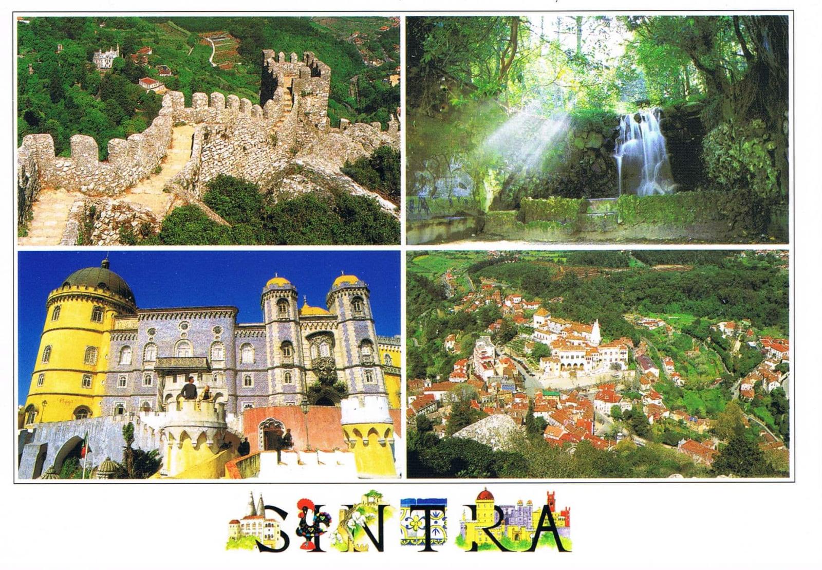 Sintra Moorish Castle Pena Palace Waterfall and Village Premium Postcard