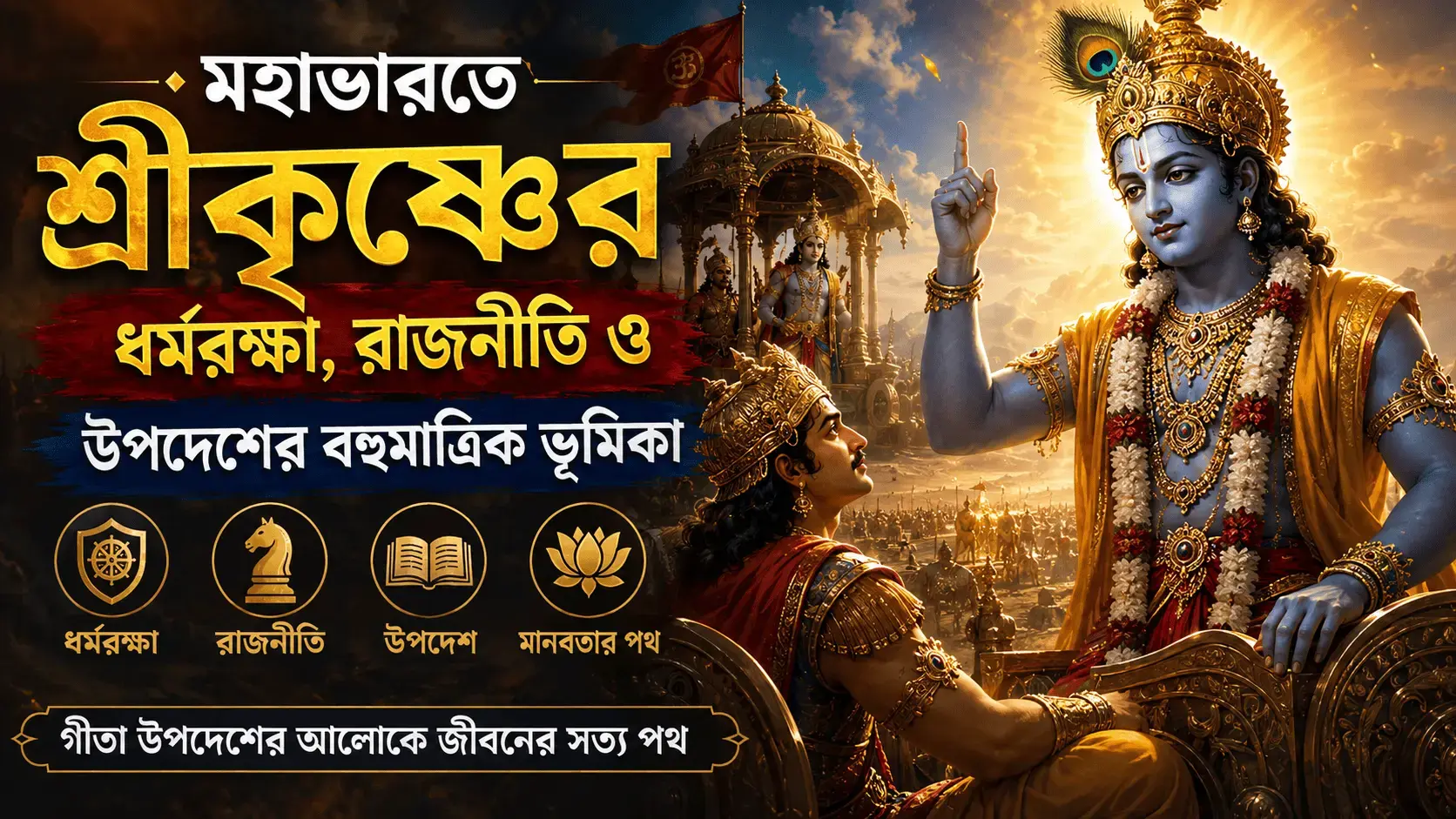 মহাভারতে শ্রীকৃষ্ণের ধর্মরক্ষা, রাজনীতি ও উপদেশের বহুমাত্রিক ভূমিকা