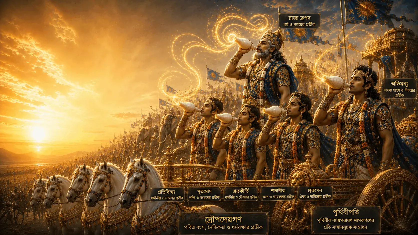 শ্রীমদ্ভগবদ্গীতার ১ম অধ্যায়, ১৮তম শ্লোকের বিস্তারিত | ‘দ্রুপদ’, ‘দ্রৌপদেয়’ ও ‘পৃথিবীপতে’ শব্দের ব্যুৎপত্তি, দর্শন ও প্রতীকী