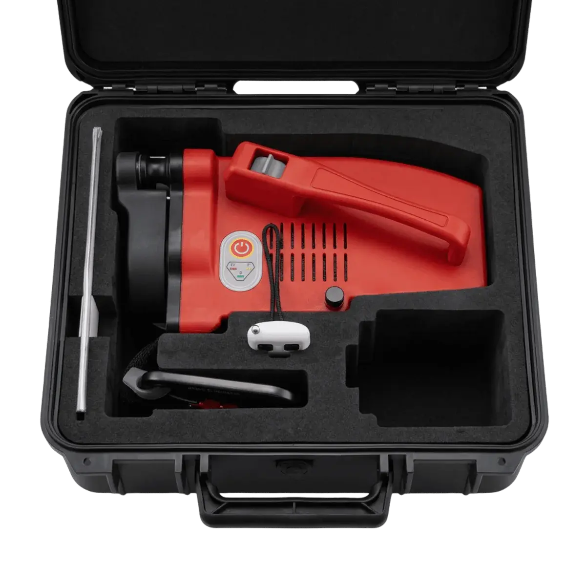 ACE-51 motorised ascender packed in its fitted hard case with the remote control
