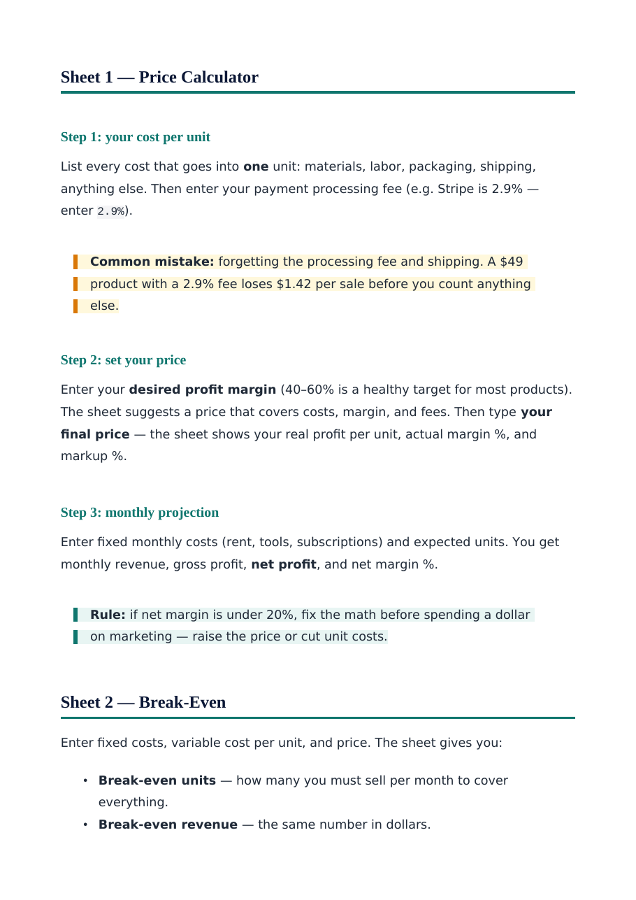 From the Quick-Start Guide: what the spreadsheet answers and how to use…