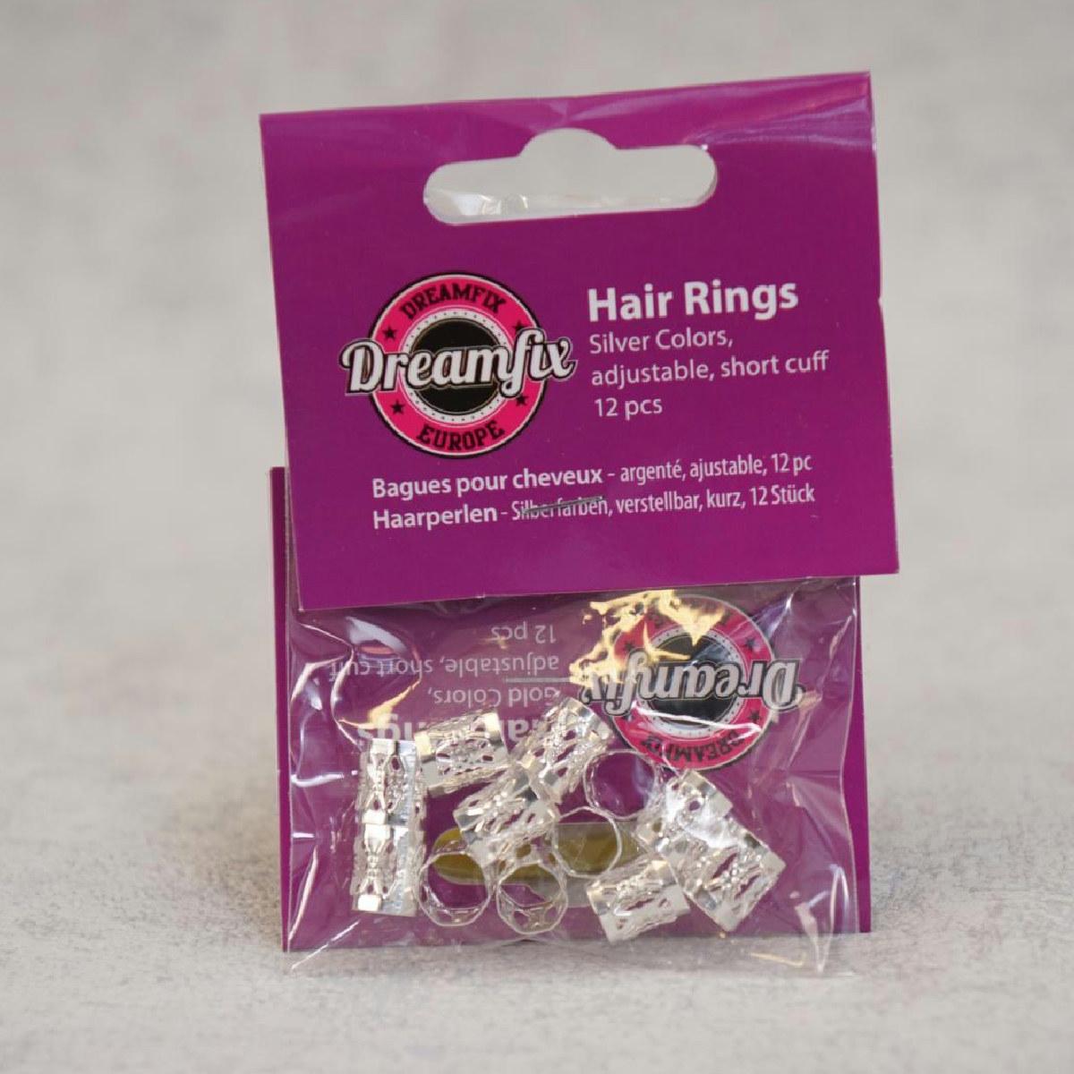 Dreamfix Hair Rings Silver 12 Pcs