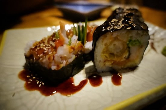 Cooked eel, wasabi, ginger.