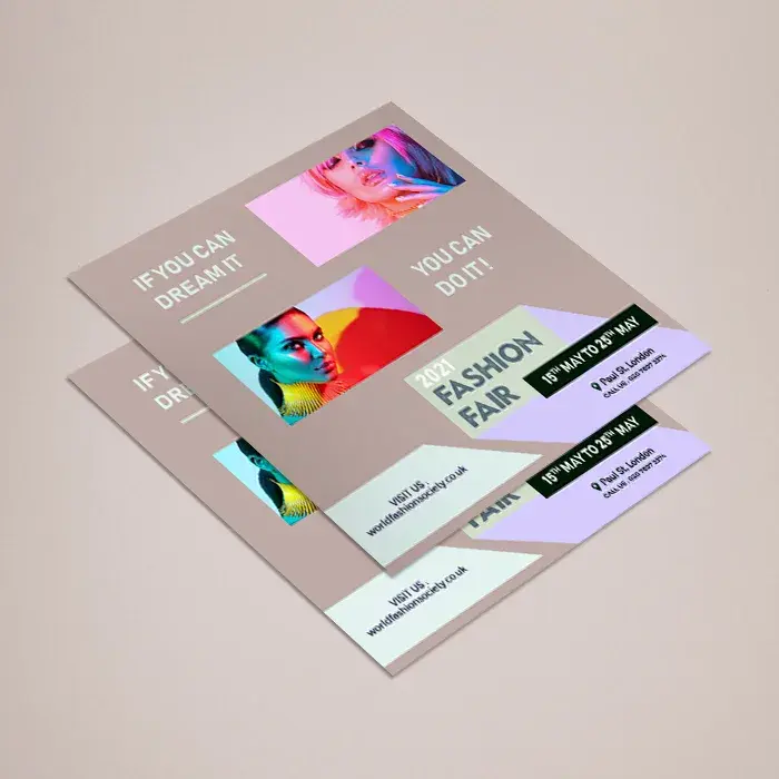 Square flyer printing in Dorset on 170gsm gloss art paper — 148 x 148mm and 210 x 210mm, single or double sided, from £29