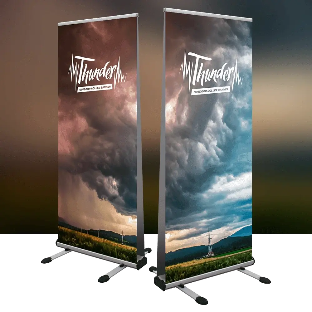 Outdoor double-sided roller banner printing in Dorset — Thunder, 850mm, £230