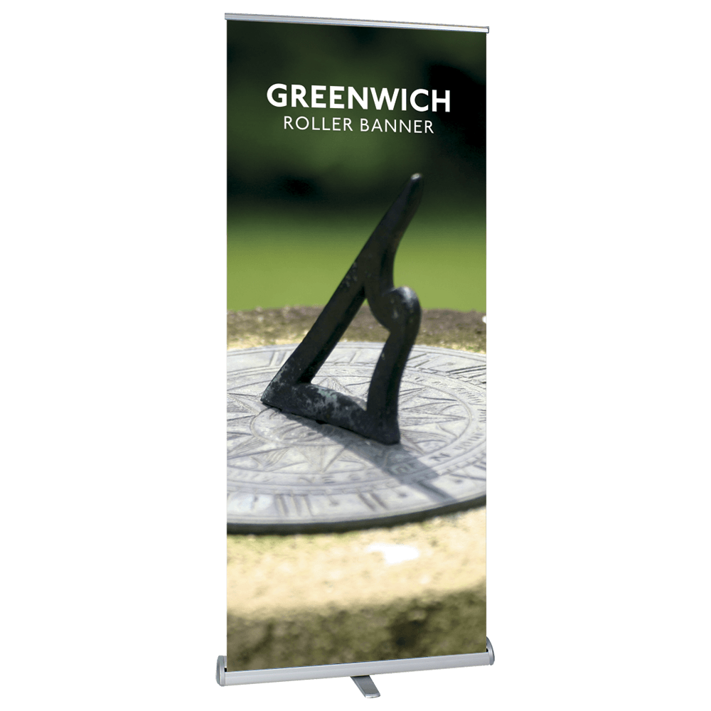 Mid-range roller banner printing in Dorset — Greenwich, 850mm & 1000mm, from £99