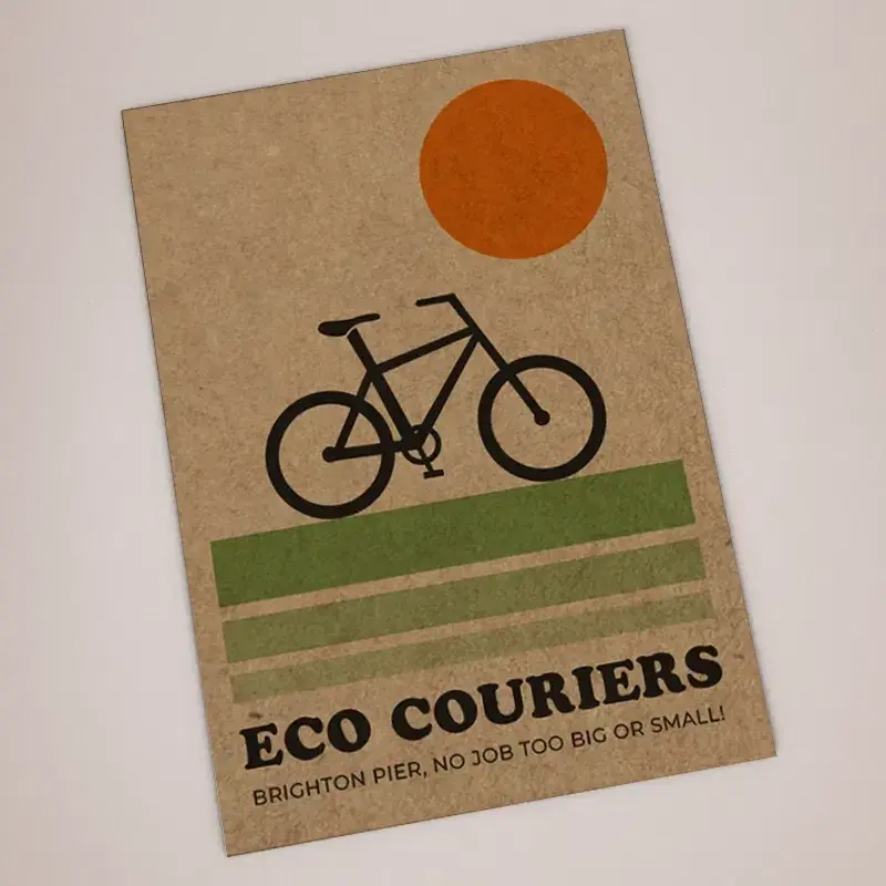 Brown kraft flyer printing in Dorset on 300gsm recycled kraft board - rustic natural eco look, from £28