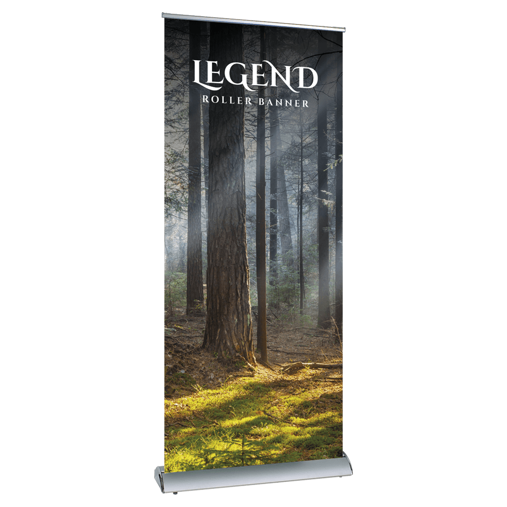 Replaceable-graphic roller banner printing in Dorset — Legend, 850mm & 1000mm, from £159