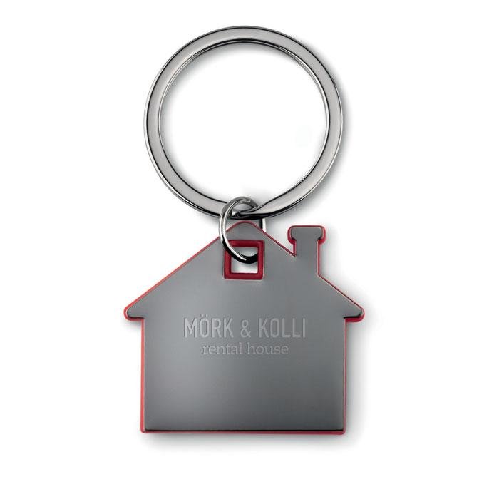 House Shape Plastic Key Ring printed with your logo — pad printing, from £210