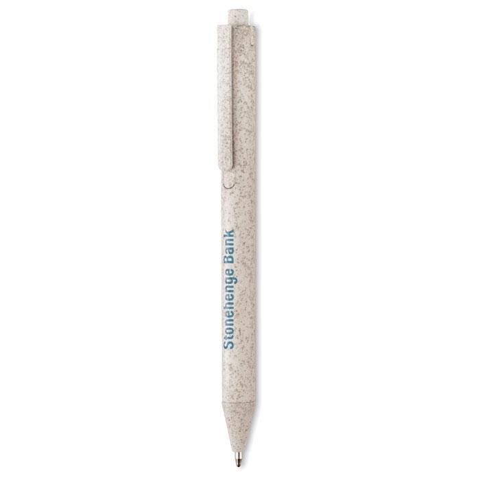 Wheat Straw/ABS Push Type Pen printed with your logo — round screen printing, from £133