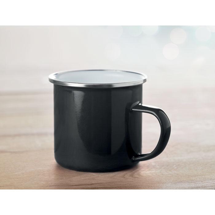 Metal Mug With Enamel Layer printed with your logo — round laser printing, from £326