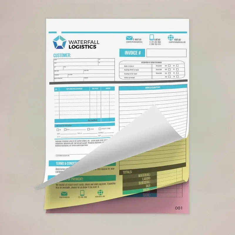 Carbonless NCR pad printing in Dorset — A5 and A4, 2-part and 3-part duplicate books, 50 sets per pad