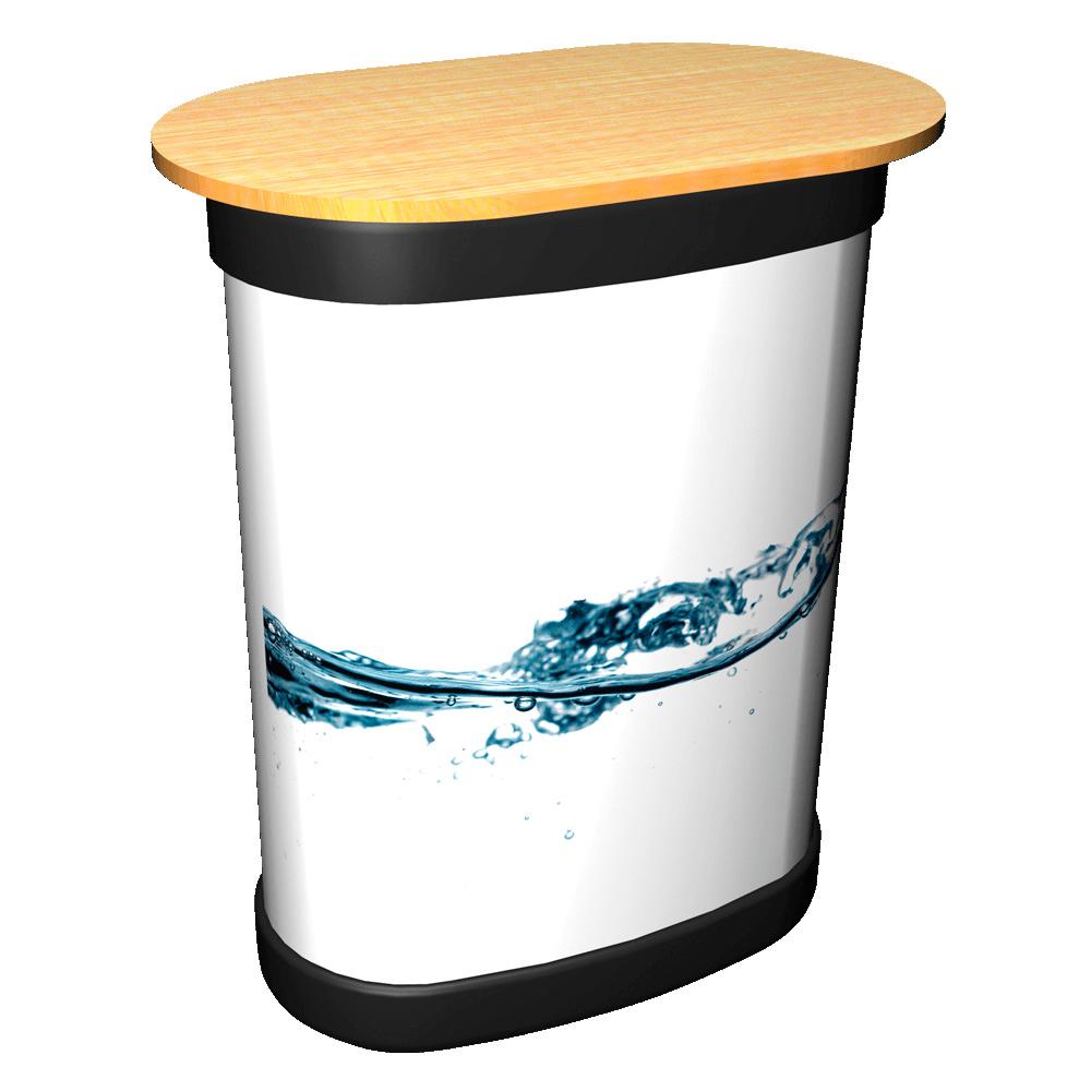 Printed pop-up case graphic — 1770 x 787mm on 500 micron pop-up material, turns a wheeled pop-up case into a branded podium, £45 ex VAT