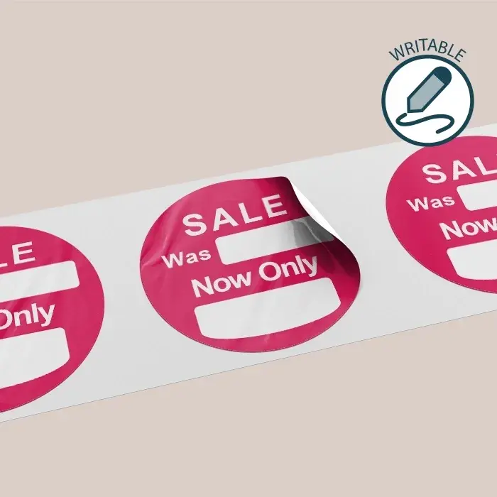 Self-adhesive label printing in Dorset — square, circle & rectangle, 25-150mm, gloss or matt paper