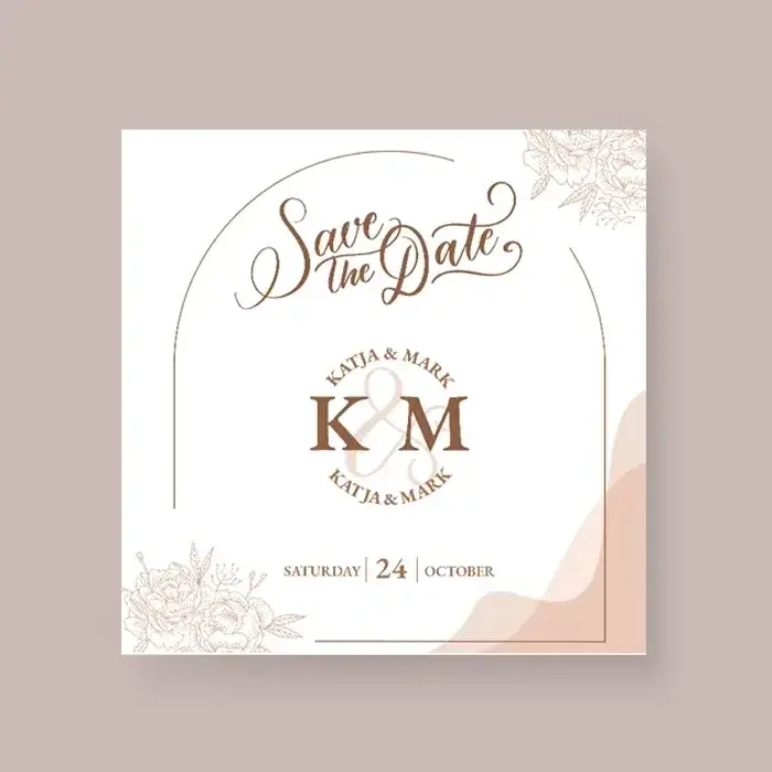 Save the date card printing in Dorset — 350gsm silk board, A6 & 148mm square, single or double sided, from £38