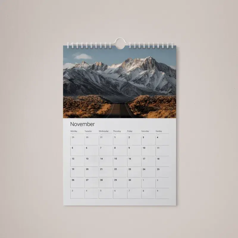 Wall calendar printing in Dorset — A4 and A3, cover plus 12 months, saddle-stitched, from £199