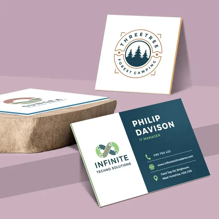 Triplex business card printing in Dorset — 810gsm triple-layered board with a red core, double sided, from £86 for 100