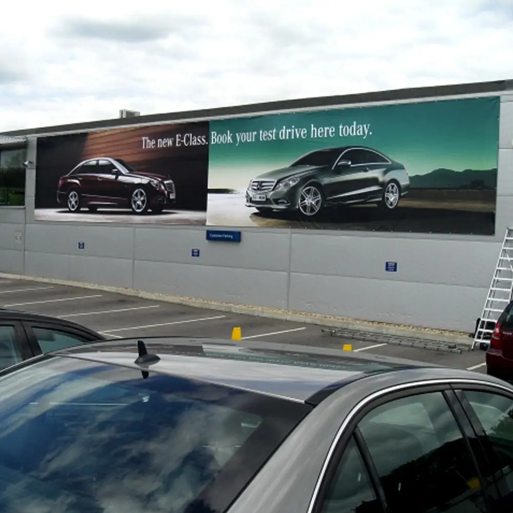 Made-to-size PVC banner printing in Dorset — 440gsm, priced per square metre, £30 minimum order