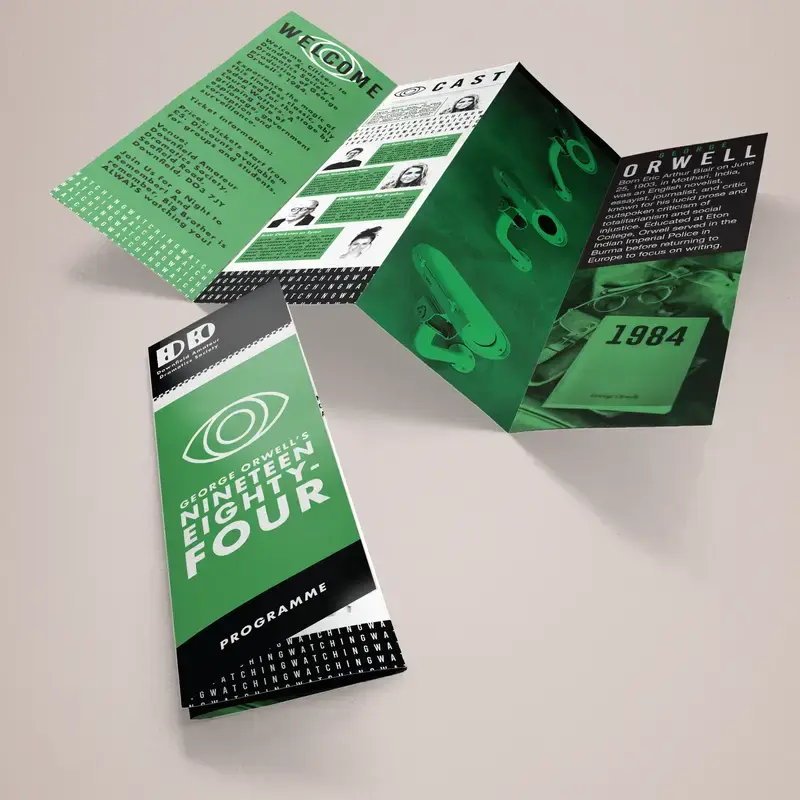 Tall folded leaflet (105 x 297mm) printing, 8 page — Z fold (concertina), double parallel fold or roll fold, from £55