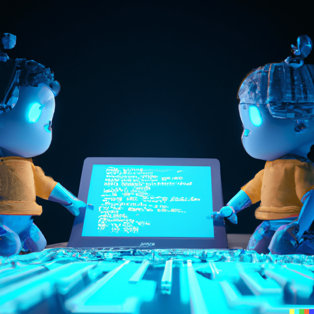 Illustration by an AI engine: Title: "kids learning to program in the…