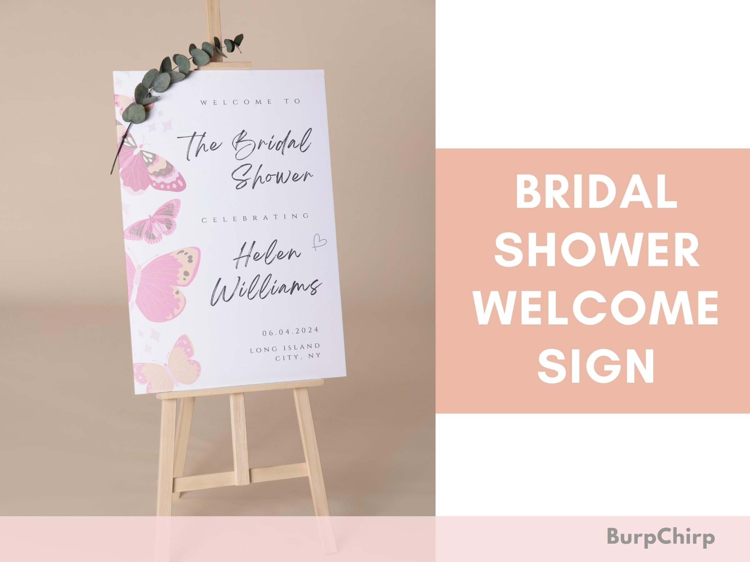 Butterfly Welcome Sign Poster, Bridal Brunch Welcome Sign 