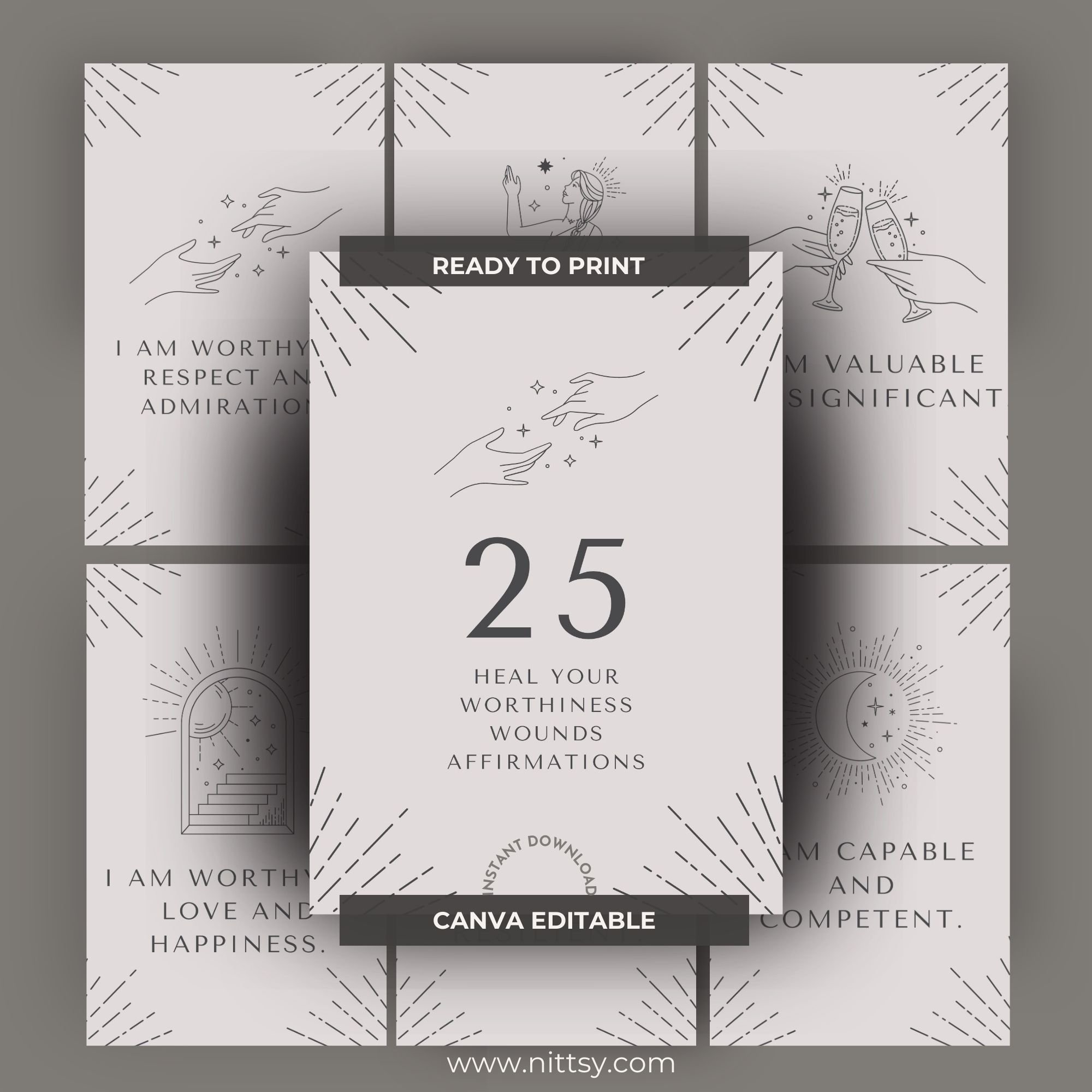HEAL YOUR WORTHINESS WOUNDS AFFIRMATION CARDS