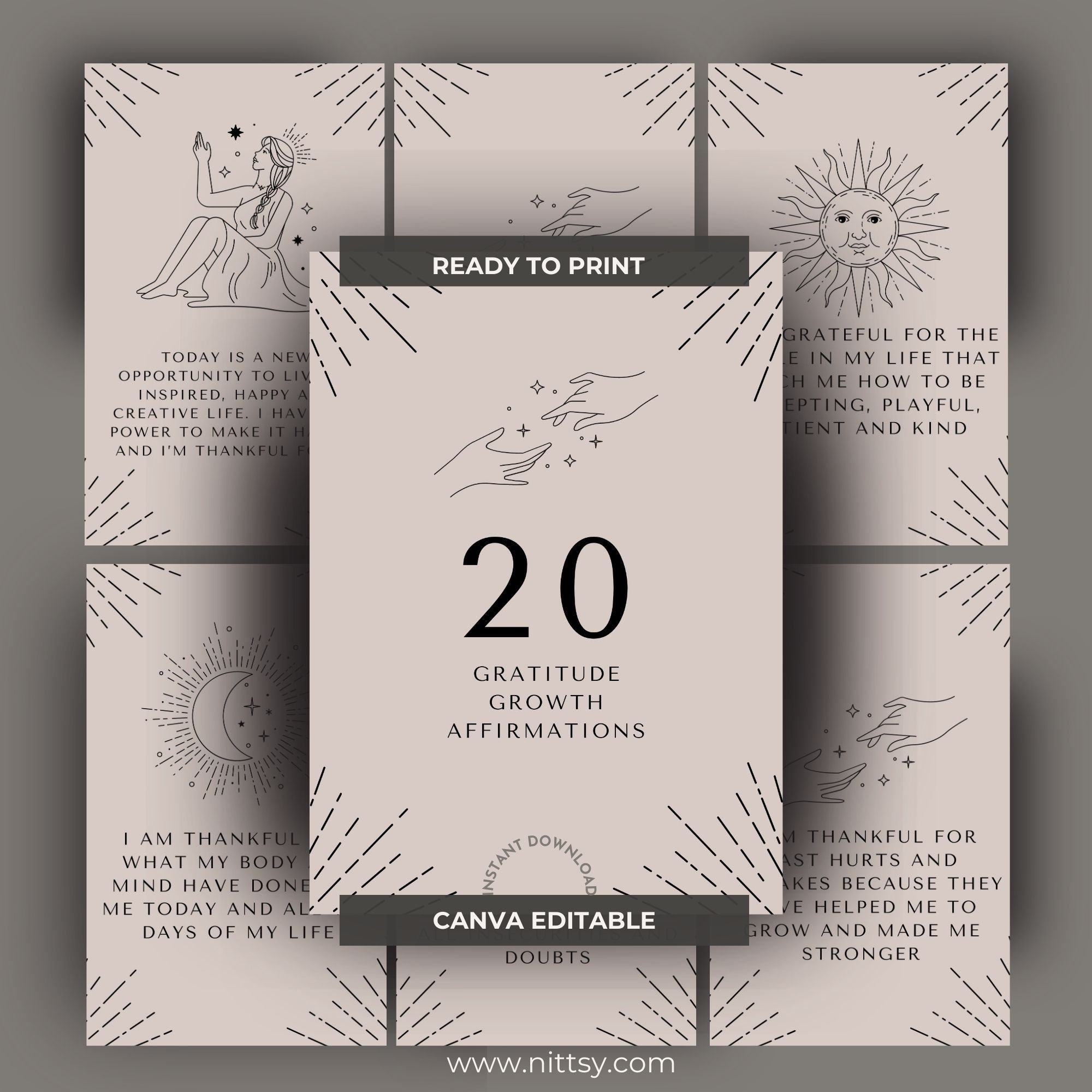 GRATITUDE GROWTH AFFIRMATION CARDS