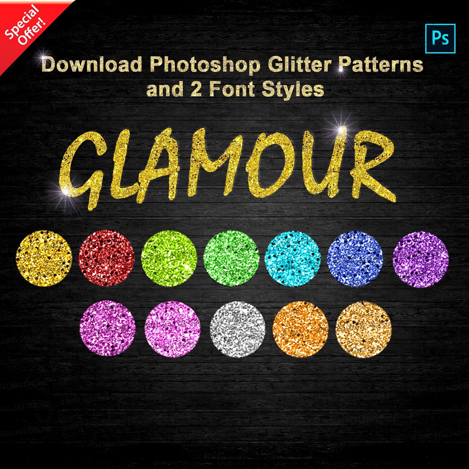 12 Photoshop Glitter Patters (.PAT) File , Perfect for creating Instagram Fashion and Beauty Quotes. Shimmer | Glitter