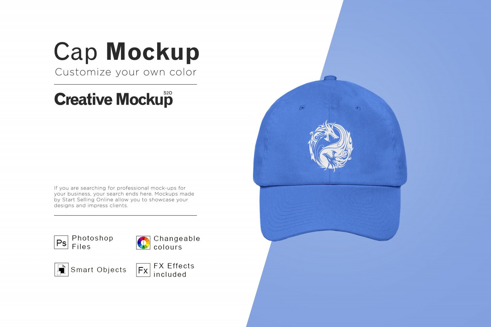 Cap Mockup | Blue Cap Mockup | Baseball Cap Mockup | Smart Object | high resolution | PSD | JPEG