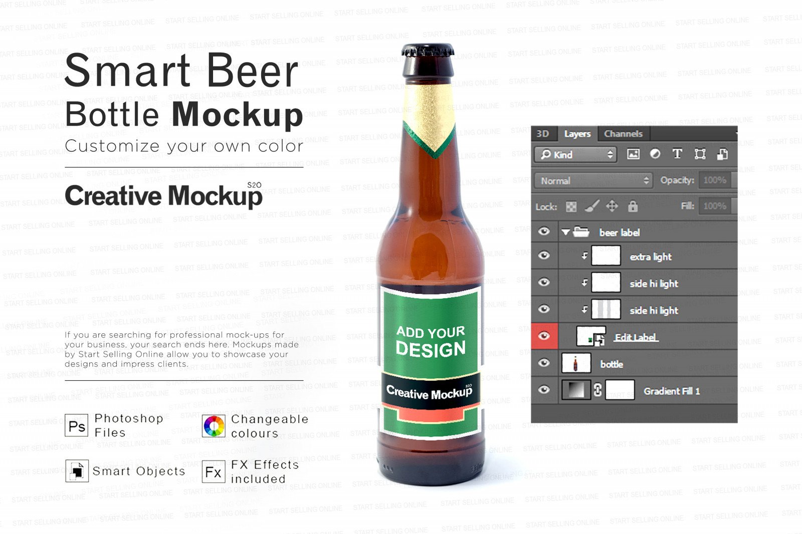 Beer Bottle Mockups | Beer Bottle Label | Mockup | Beer and Glass Mockup | High Resolution | Smart Objects | Easily Editable