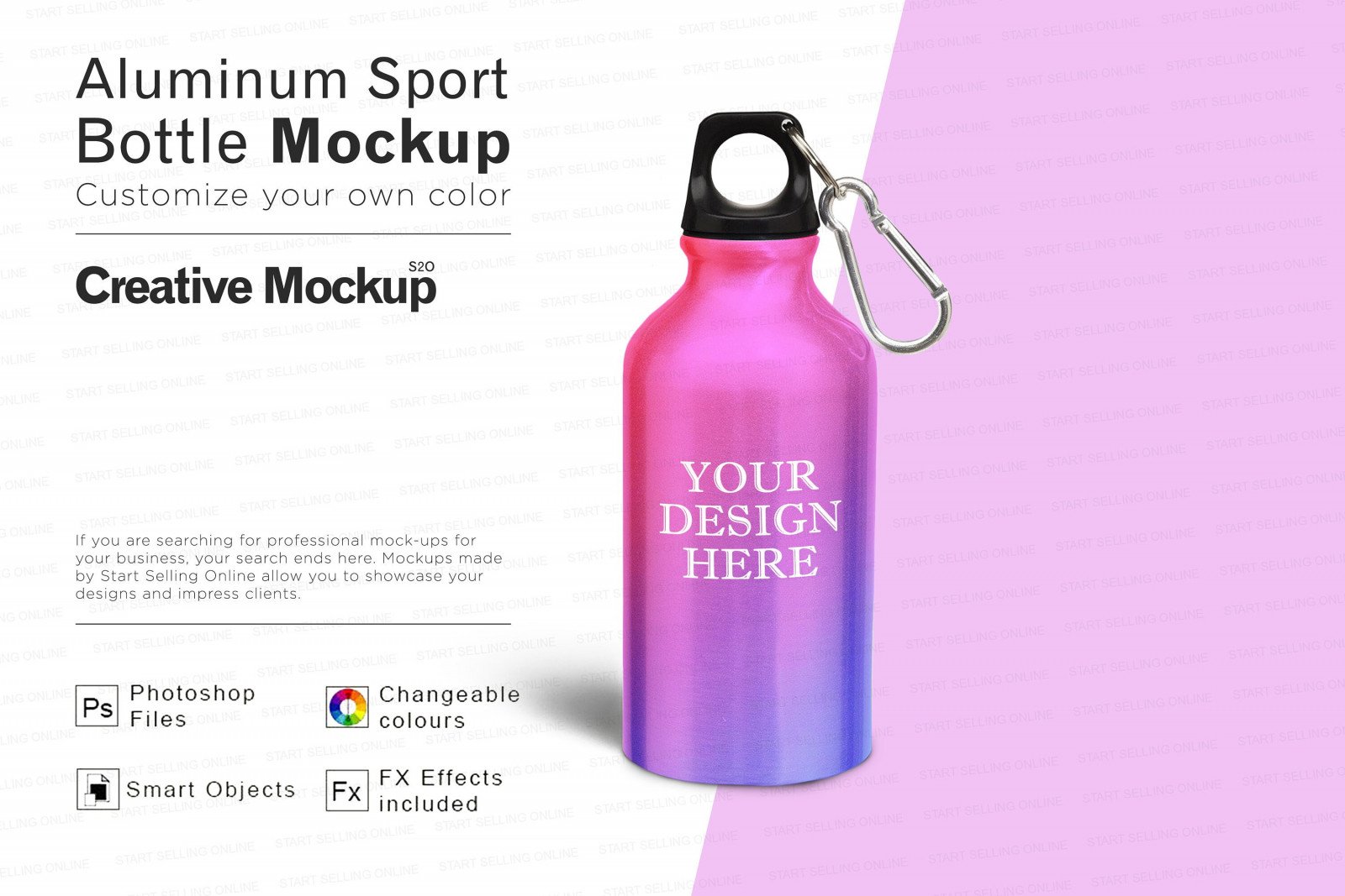 Aluminum Sport Bottle Mockup | High Resolution | Smart Objects | Easily Editable | Add your own image and Background