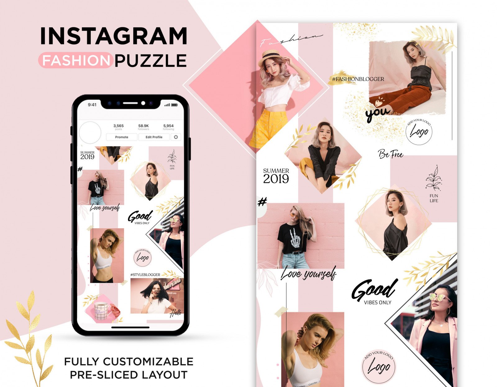 Best Instagram Template | Instagram Social Media Puzzle Template | Fashion Template | PSD Template