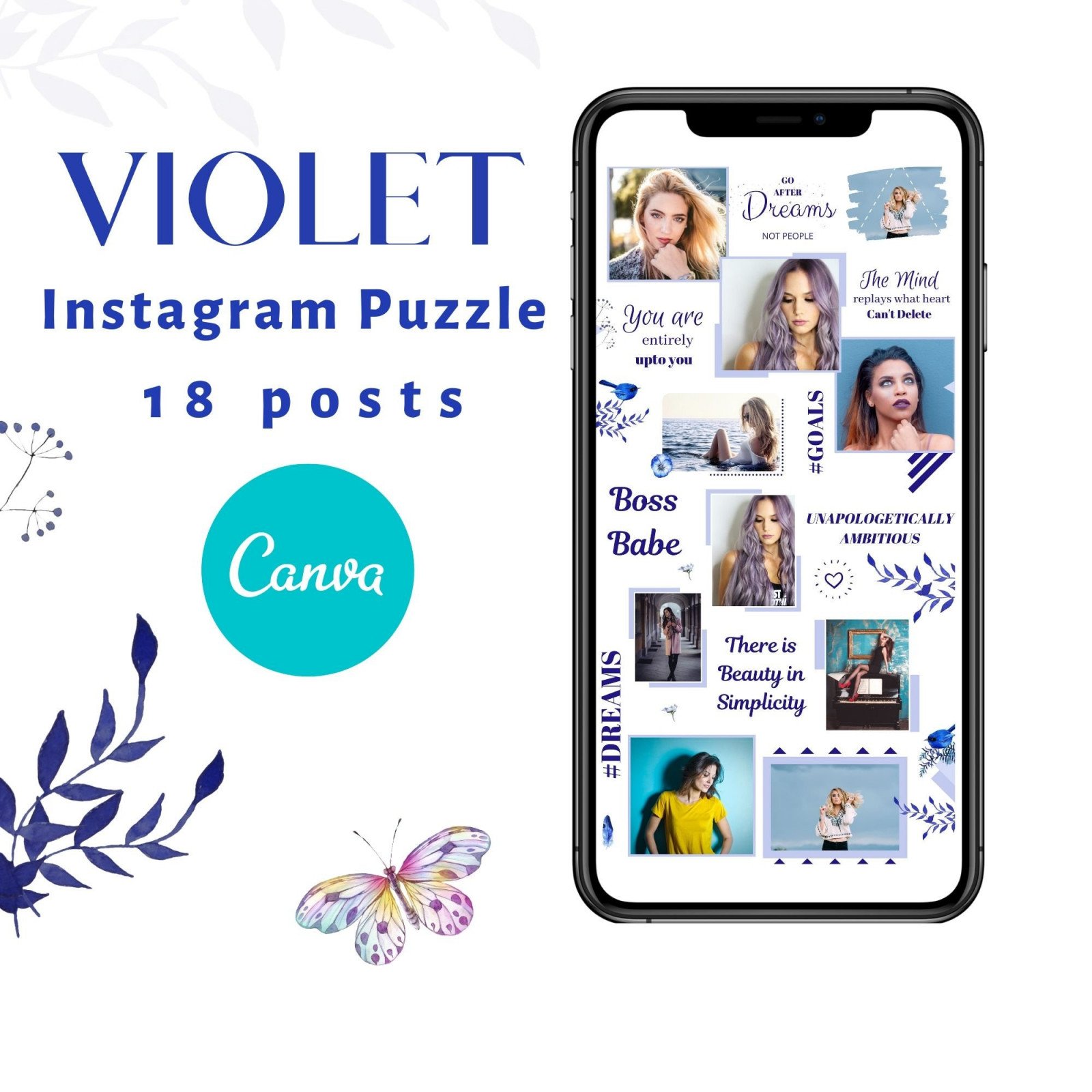 Instagram Puzzle | Canva | Instagram Template | Mood Board Template | Blogger Template