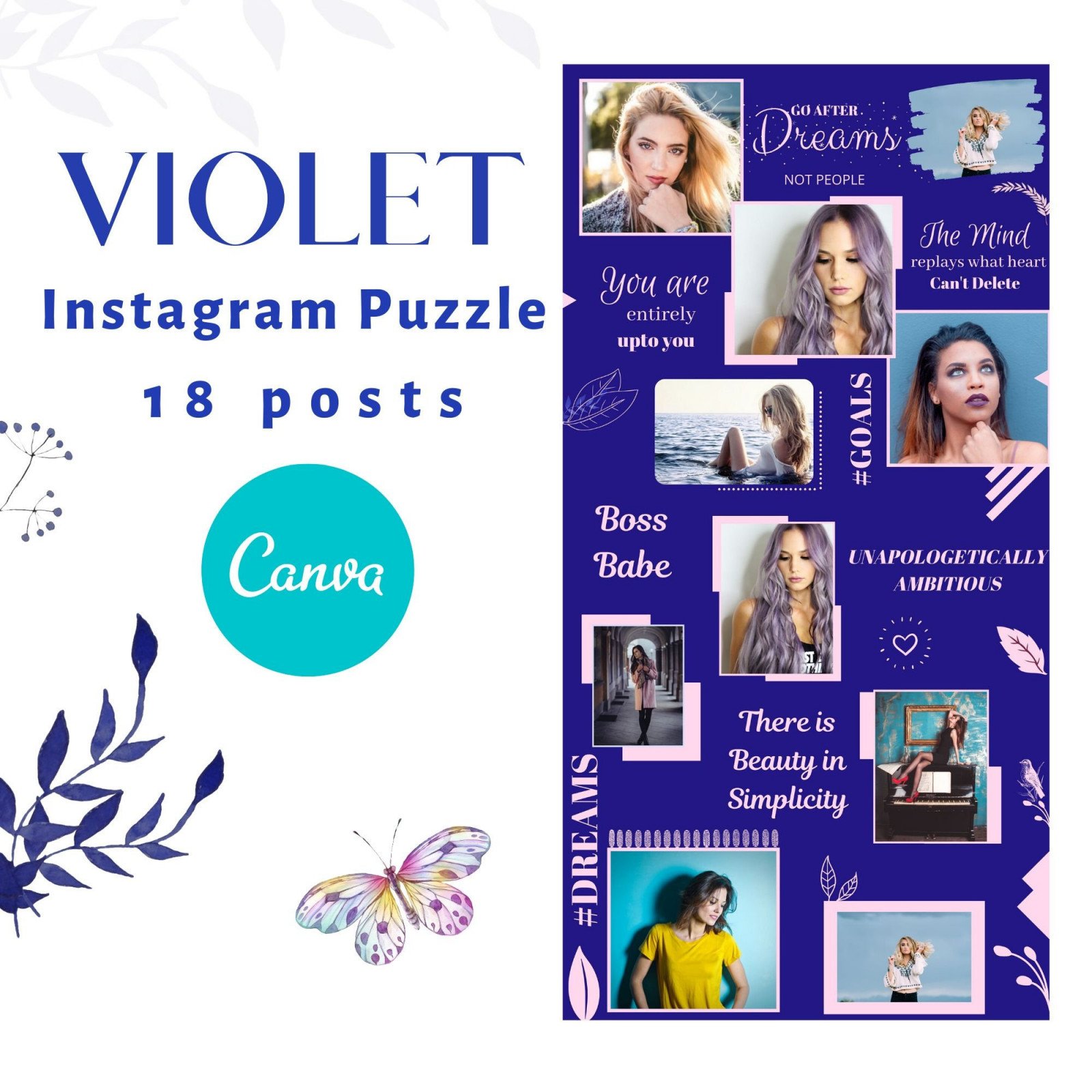 Instagram Puzzle Template for Canva Desktop [ Instagram Template for Bloggers]