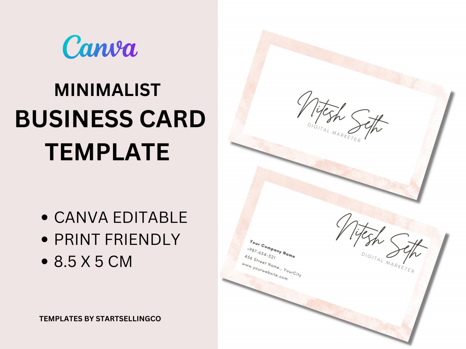 Minimalist Business Card Template - Canva Editable